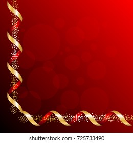 Gold tinsel on a red background.