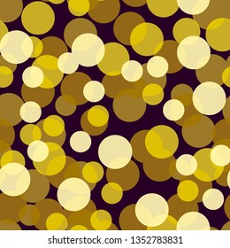 Gold tissue transparent confetti circles seamless pattern background