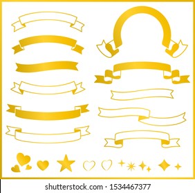 Gold title ribbon, Line frame set (decoration, ornament, band, Retro)