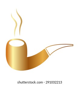 Gold Tobacco pipe. Vector 