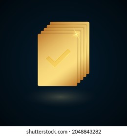 Gold to-do or projects list isolated on dark background. Vector illustration.