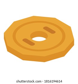 Icono de símbolo (token) de oro. Isométrico del icono del vector del símbolo del oro para el diseño web aislado en fondo blanco