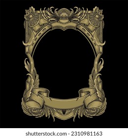 Gold tone frame with engraved style