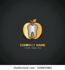 gold tooth fresh fruit apple vector