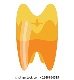 Gold tooth icon isometric vector. Dental care. Oral brush