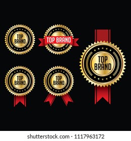 gold top brand and best quality badge label design