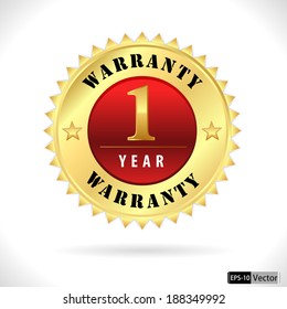 gold top quality 1 year warranty badge- vector eps 10