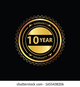 gold top quality 10 year warranty badge