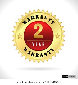 gold top quality 2 year warranty badge- vector eps 10