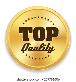 Gold top quality badge on white background