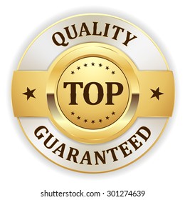 Gold top quality badge on white background