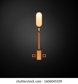 Gold Torch flame icon isolated on black background. Symbol fire hot, flame power, flaming and heat.  Vector Illustration