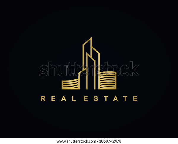 Gold Tower Real Estate Logo Template Stock Vector (Royalty Free) 1068742478