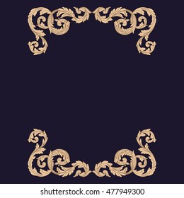 Gold traditional, Islam, arabic, indian ornament. Decorative retro greeting card or invitation design. Frame border decoration.
