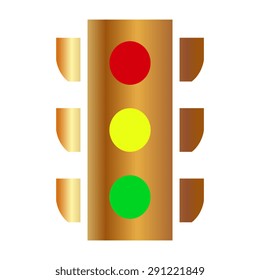 Gold Traffic light signal - Vector icon isolated