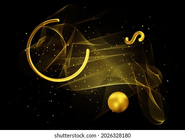 Elemento de diseño de ondas transparentes doradas con efecto de brillo dorado.Fondo de oro abstracto