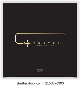gold travel airplane logo premium elegant template vector eps 10