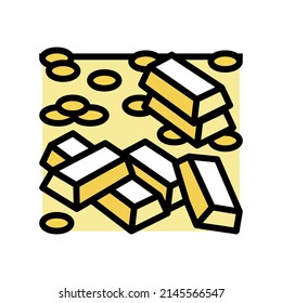 vector de icono del color del tesoro dorado. signo del tesoro dorado. ilustración de símbolo aislado