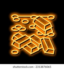 gold treasure neon light sign vector. gold treasure illustration