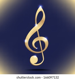 Gold Treble Clef. Vector Illustration