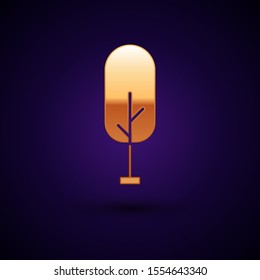 Gold Tree icon isolated on dark blue background. Forest symbol.  Vector Illustration