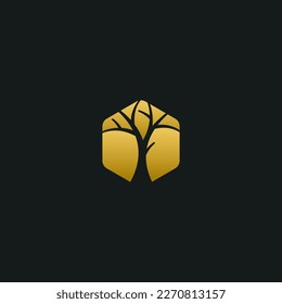 gold tree icon stock illustration