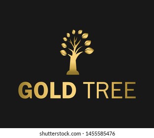 Gold tree logo design templete