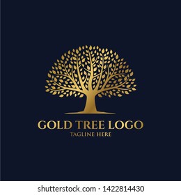 Gold Tree Logo Vector Illustration