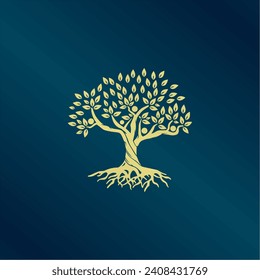 gold tree logo vector illustration isolated 