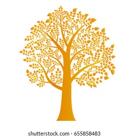 gold tree vector on white background, vector illustration