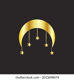 Gold trendy shades phases of the moon, magic astrology and boho. Magic concept, Minimalism. Figure astrology, Boho design, pagan symbols for divination.