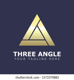 Gold triangle abstract logo. Business creative logo