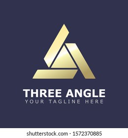 Gold triangle abstract logo. Business creative logo