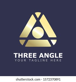Gold triangle abstract logo. Business creative logo