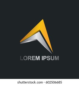 gold triangle arrow 3D company logo