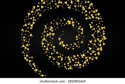 Gold Triangle Art Black Background. Falling Rain Wallpaper. Yellow Shards Bridal Pattern. Dust Paper Card.