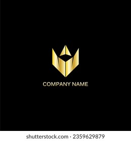 Gold triangle company logo vector image
