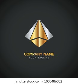 gold triangle geometry technology logo