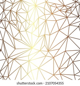 Gold triangle lines on white low poly texture seamless pattern. Vector illustration for flyer template, luxe grunge poster, presentation, magazine and more. Contemporary banner cover design.