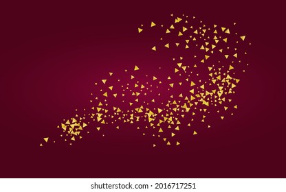 Gold Triangle Luxury Burgundy Background. Vector Splash Design. Yellow Shards Abstract Texture. Confetti Golden Background.