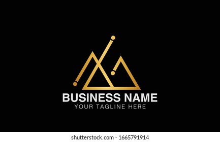 Gold triangle minimal line art logo illustration.