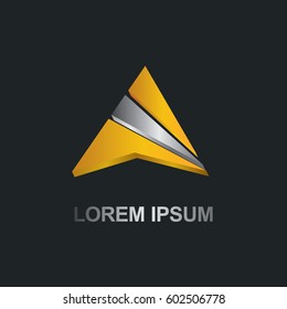 Gold Triangle Shape 3D Logo