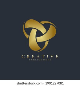 Gold triangle technology. abstract logo triangle business tech symbol