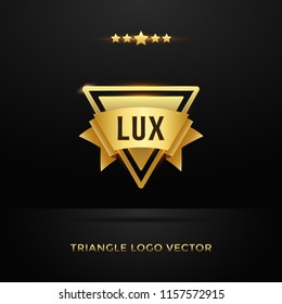 Gold triangle vector logo. Casino logo for game. Online Poker casino design sign.