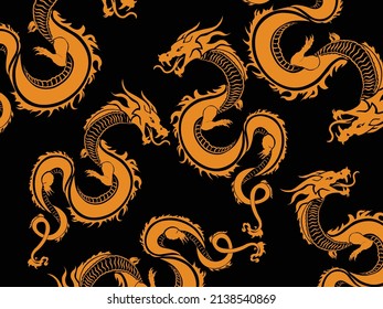 Gold Tribal Dragon Pattern Vector illustration