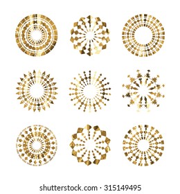 Gold tribal tattoo. Ethnic and Aztec ornament. Aztec flash tattoo. Vector illustration