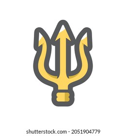 Gold Trident weapon Vector icon Cartoon illustration.