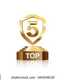 Gold Trophies Top 5 On Podium Vector