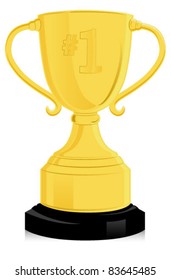 Gold trophy with #1 engraved on the cup.