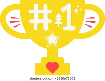 Gold Trophy Award Cup Champion Design Illustration Graphic Element Art Card
